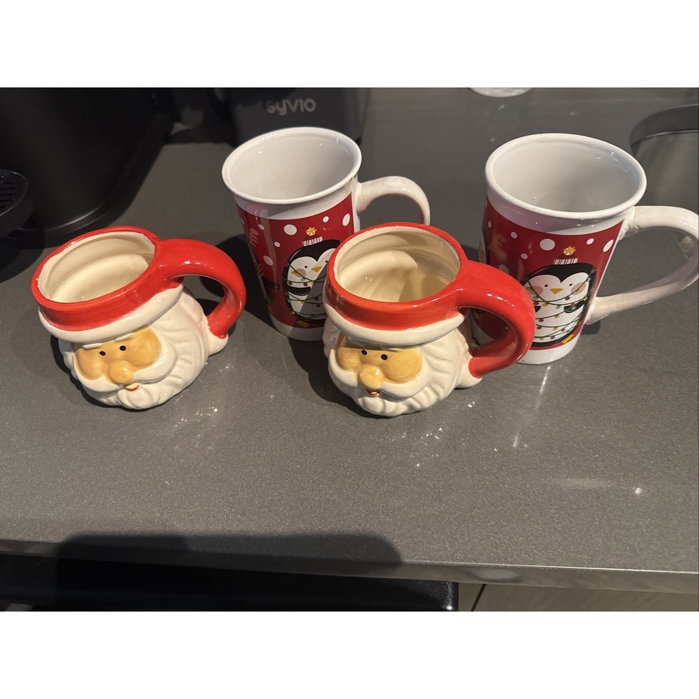 Royal Norfolk Christmas Coffee Cup lot of 4 Dishwasher/Microwave Safe